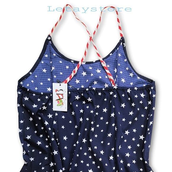 New! AMERICA & BEYOND American Flag Patriotic Print Mini Dress Beach Cover-up - Picture 6 of 7